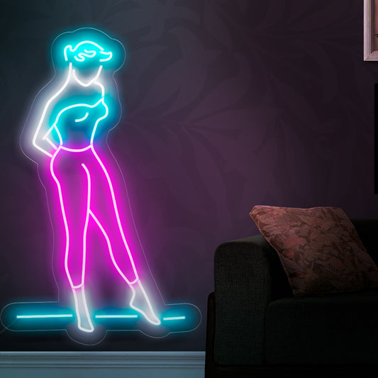 "Elegant Woman Neon Sign" lights up with sophistication, perfect for upscale boutiques and spaces celebrating the timeless beauty of an elegant woman, adding refinement and glamour to the ambiance.
