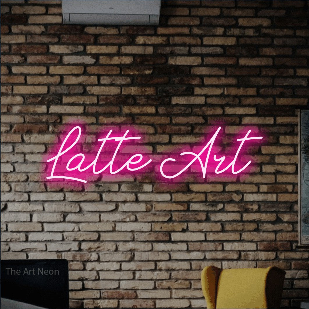 LED neon sign reading “Latte Art”, arranged in a single line.