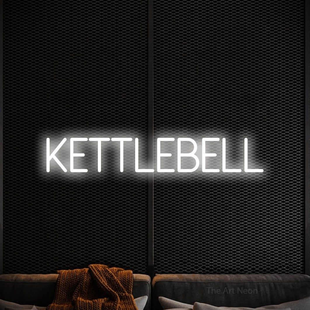 LED neon sign reading “KETTLEBELL”, arranged in a single line.