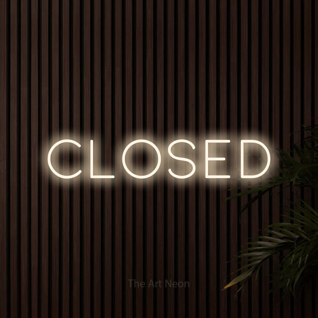 LED neon sign reading “closed”, arranged in a single line.