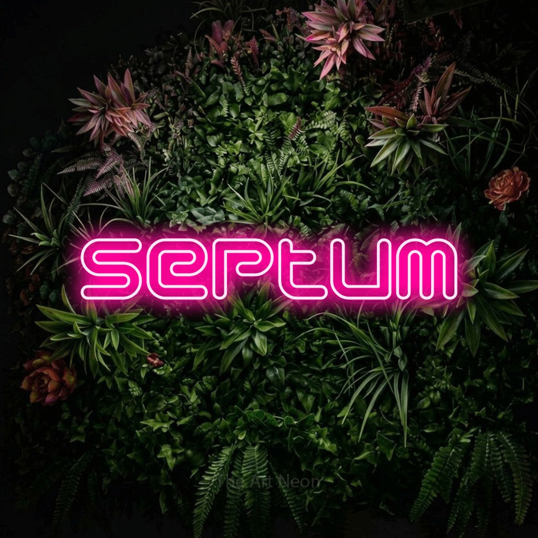 LED neon sign reading “Septum”, arranged in a single line.