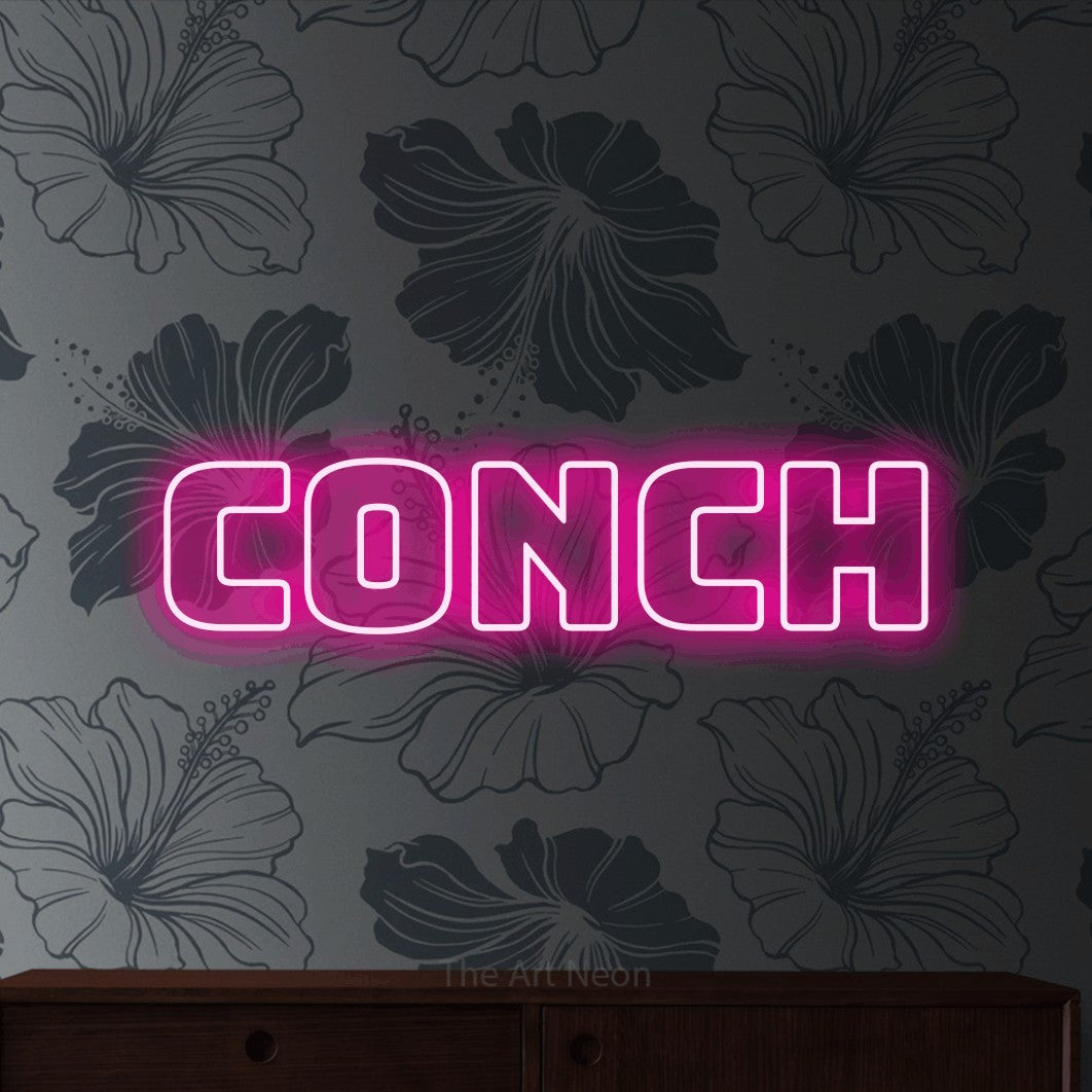 LED neon sign reading “Conch”, arranged in a single line.