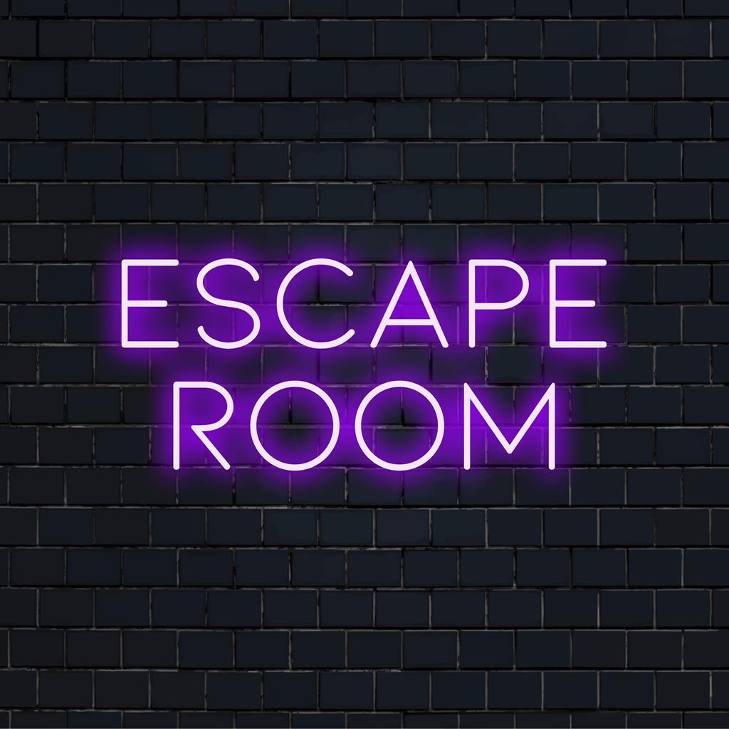 Vibrant custom LED neon sign reading 'Escape Room,' perfect for unique neon wall art and personalized room decor.