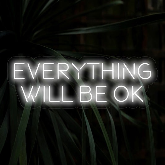 "Everything Will Be OK Neon Sign" lights up with reassurance, perfect for spaces that embrace optimism and encouragement.