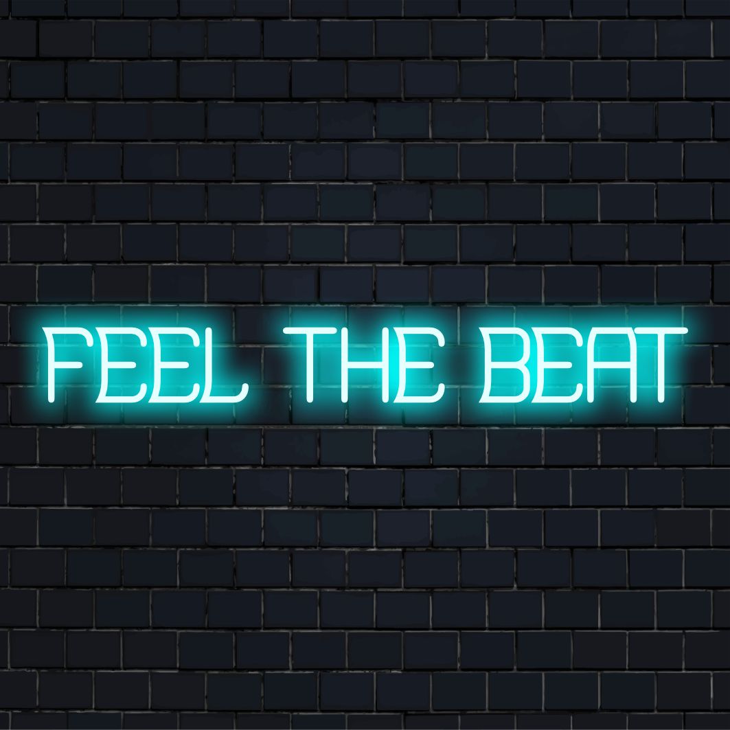 Vibrant custom LED sign with pulsating rhythm theme, perfect neon light decor for music lovers and dynamic spaces.