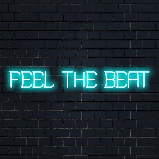 Vibrant custom LED sign with pulsating rhythm theme, perfect neon light decor for music lovers and dynamic spaces.
