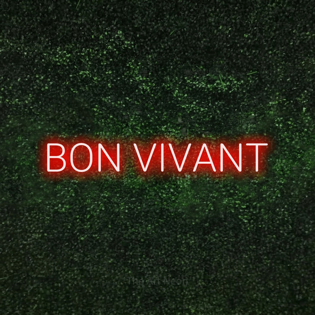 LED neon sign reading “BON VIVANT”, arranged in a single line.