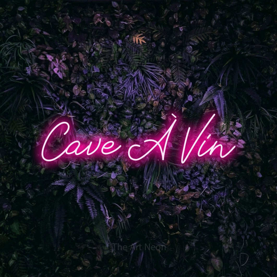 LED neon sign reading “Cave À Vin”, arranged in a single line.