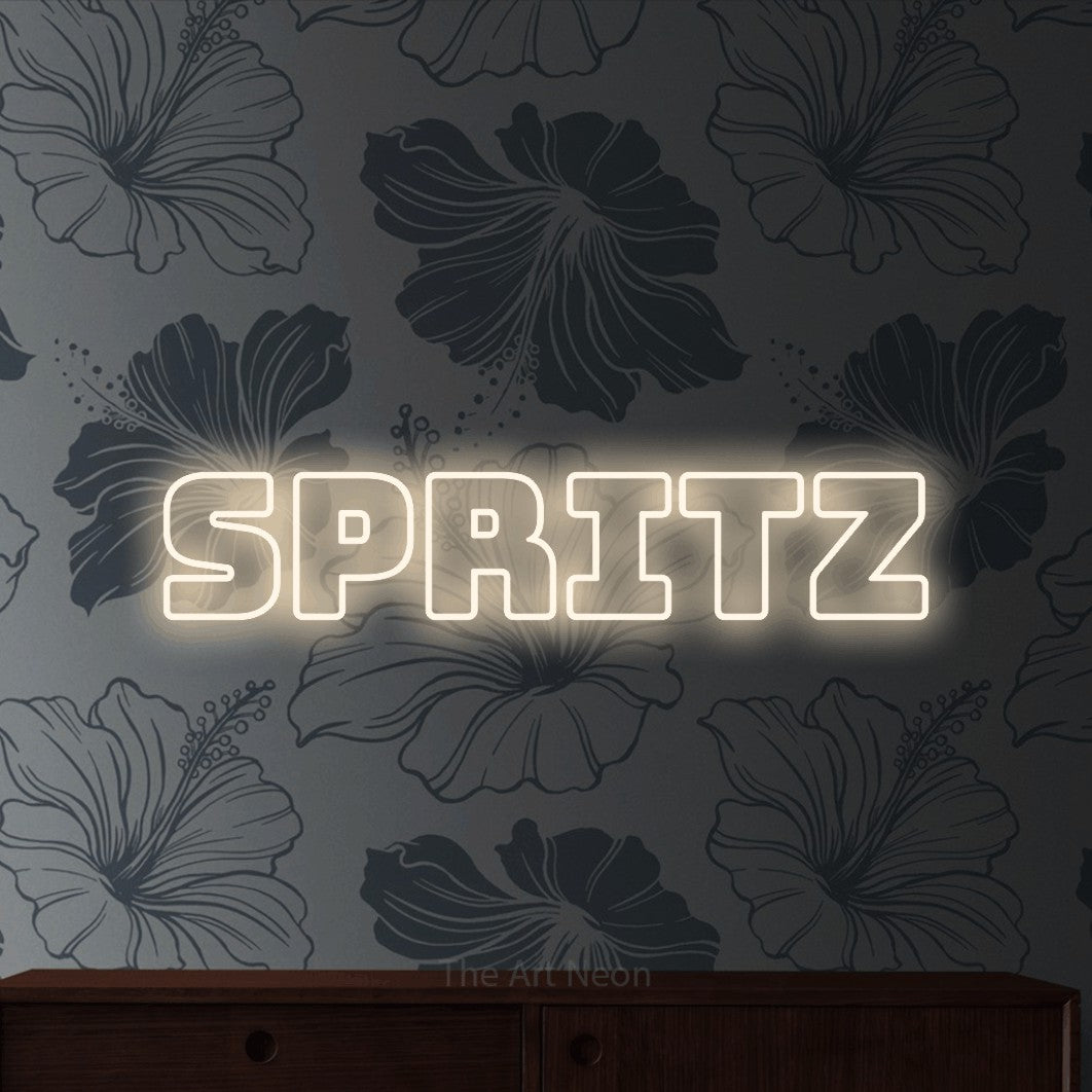 LED neon sign reading “SPRITZ”, arranged in a single line.