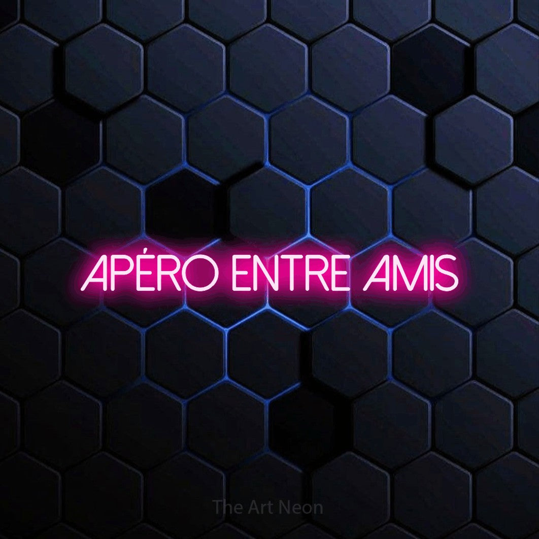 LED neon sign reading “APÉRO ENTRE AMIS”, arranged in a single line.