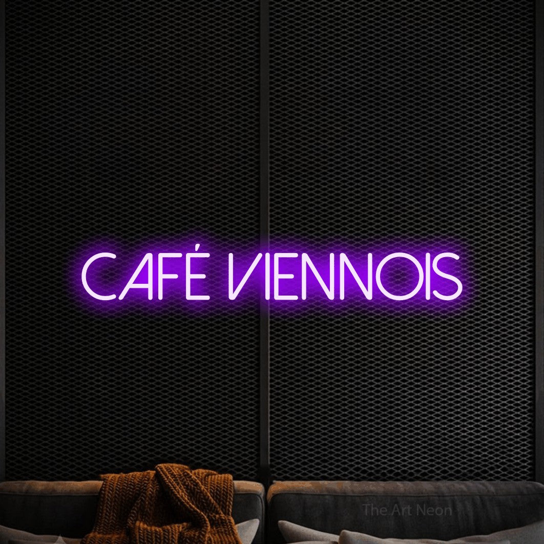 LED neon sign reading “Café Viennois”, arranged in a single line.