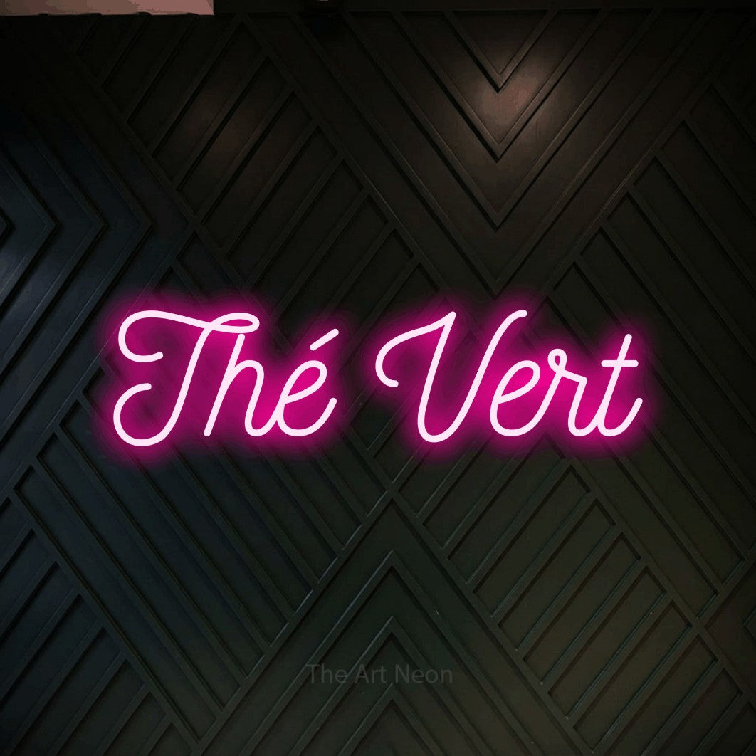 LED neon sign reading “Thé Vert”, arranged in a single line.
