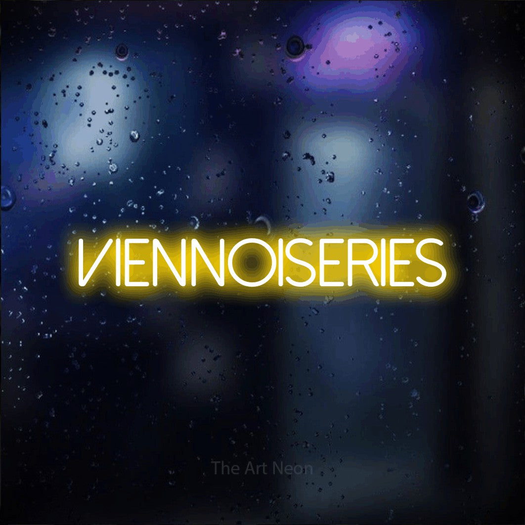 LED neon sign reading “Viennoiseries”, arranged in a single line.