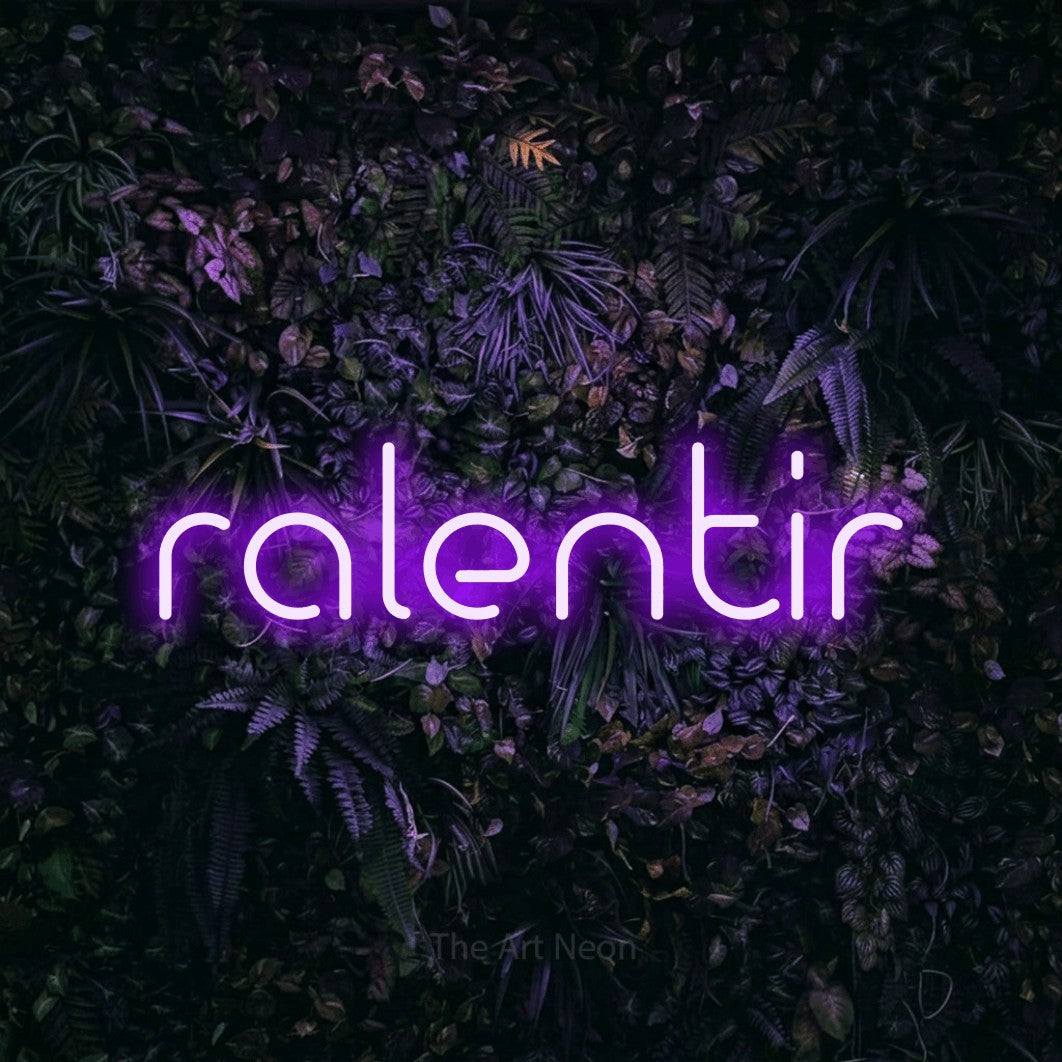LED neon sign reading “ralentir”, arranged in a single line.