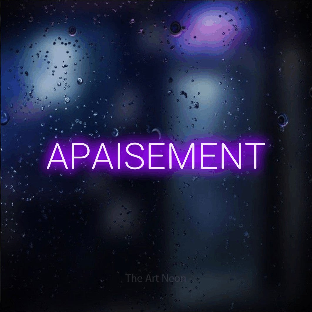 LED neon sign reading “APAISEMENT”, arranged in a single line.