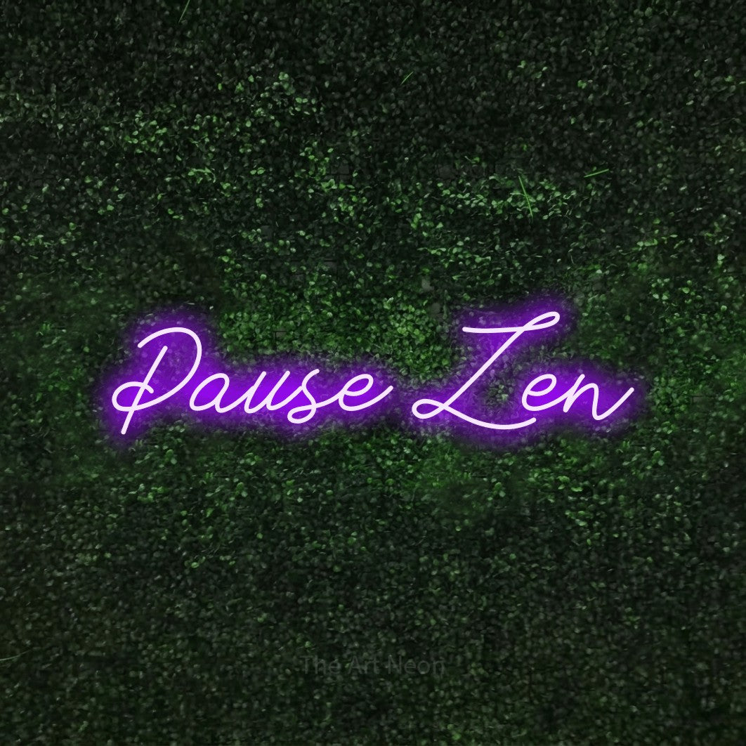 LED neon sign reading “Pause Zen”, arranged in a single line.