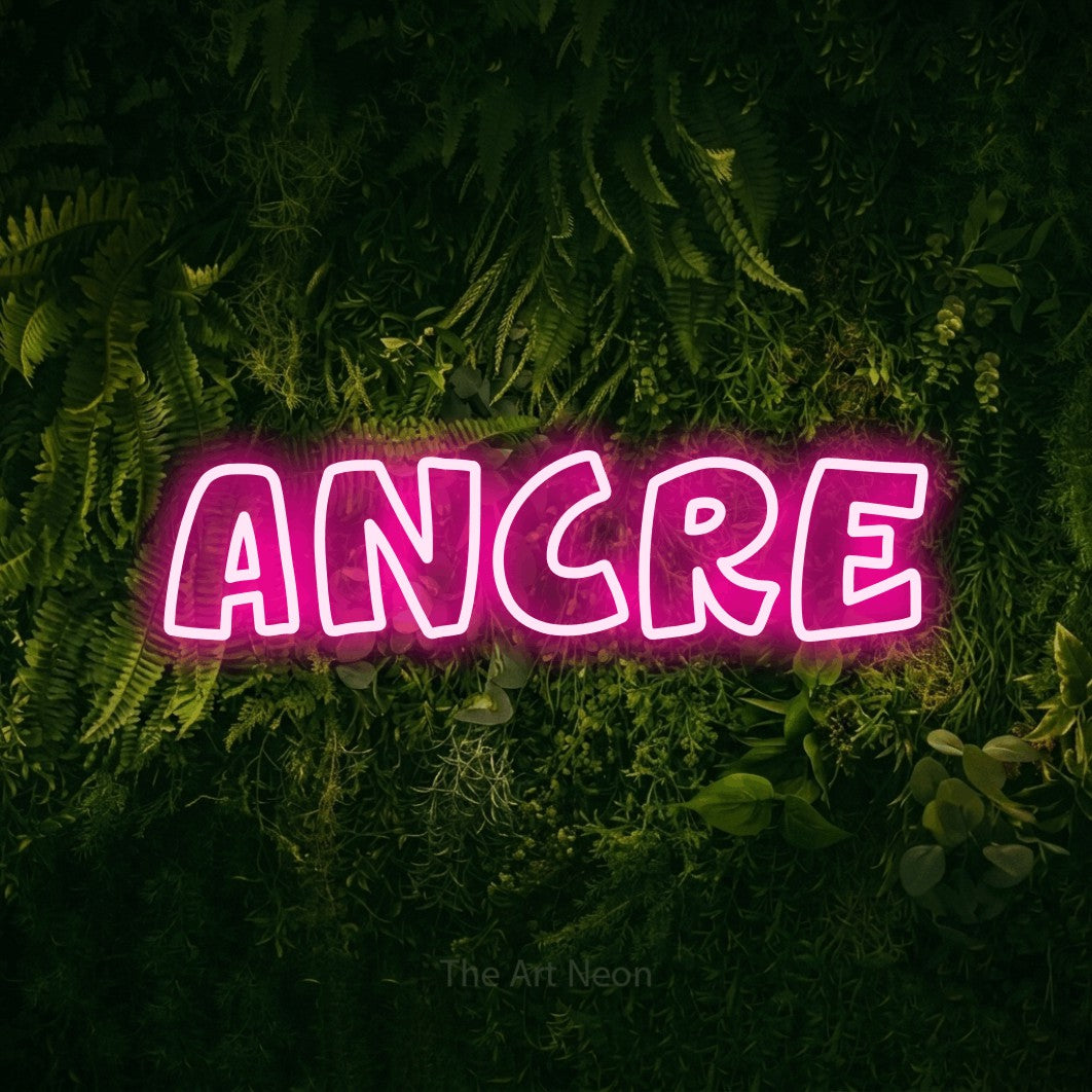 LED neon sign reading “Ancre”, arranged in a single line.