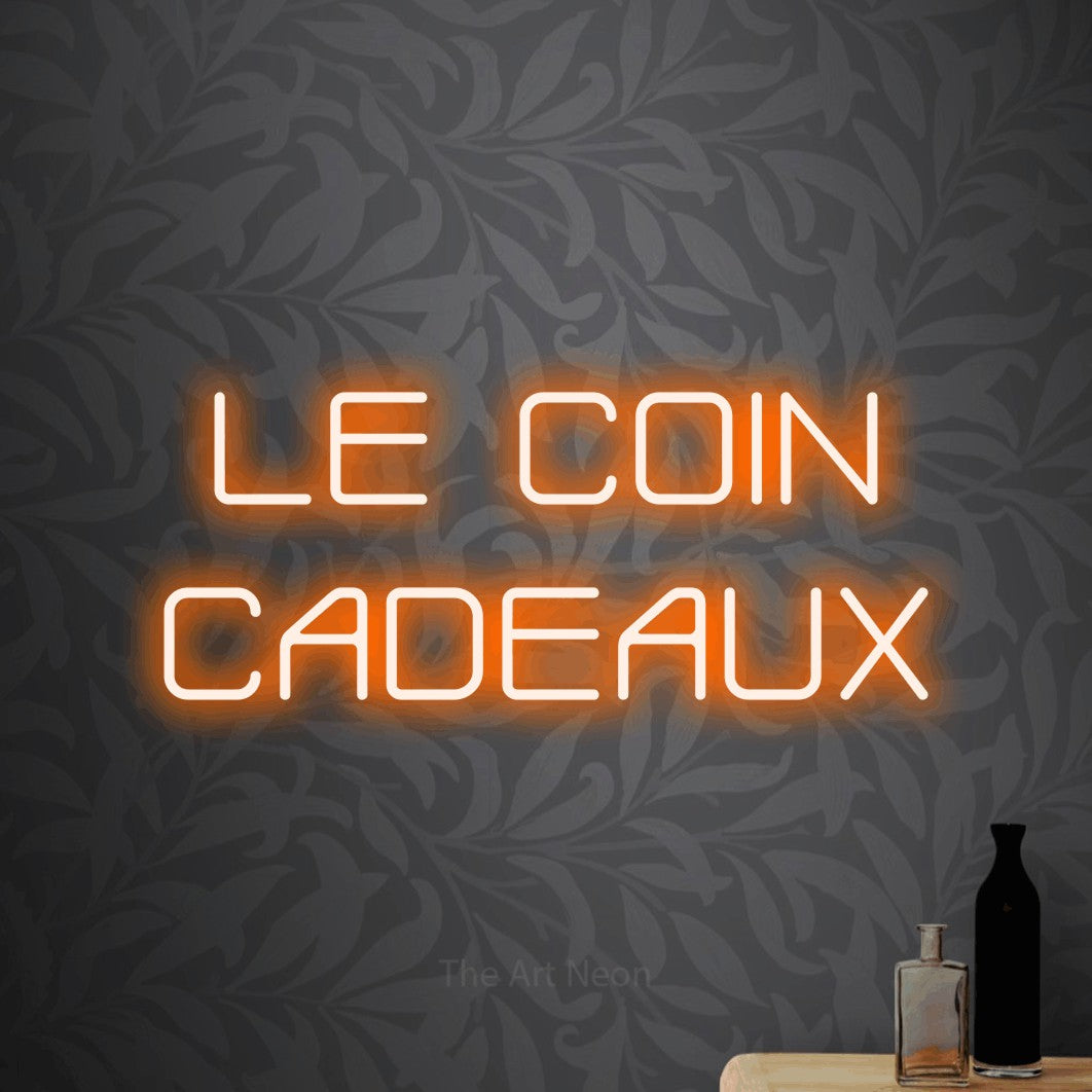 LED neon sign reading “LE COIN CADEAUX”, arranged in 2 lines.