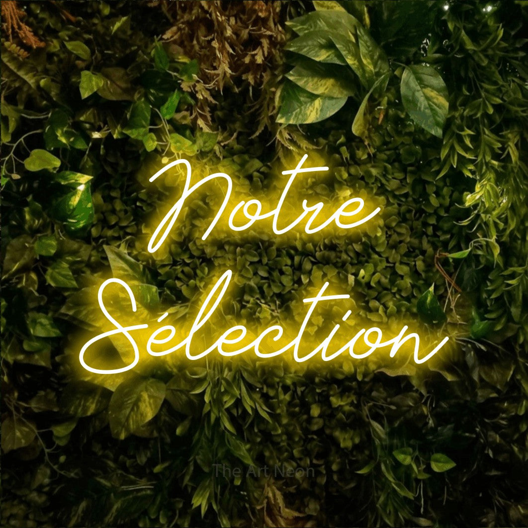 LED neon sign reading “Notre Sélection”, arranged in 2 lines.