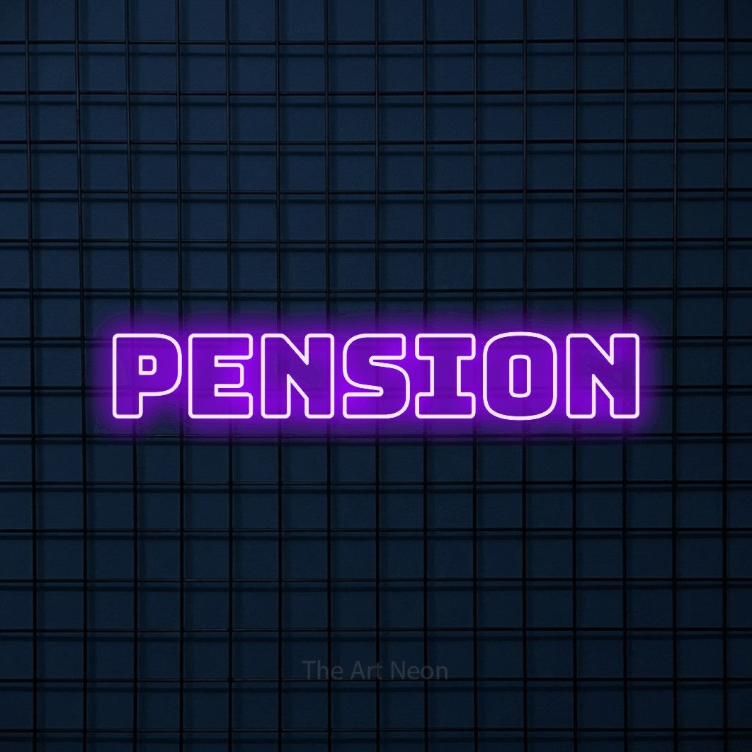 LED neon sign reading “Pension”, arranged in a single line.
