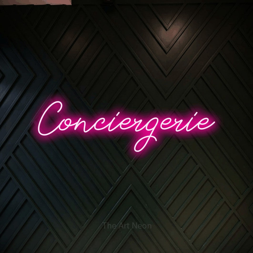 LED neon sign reading “Conciergerie”, arranged in a single line.