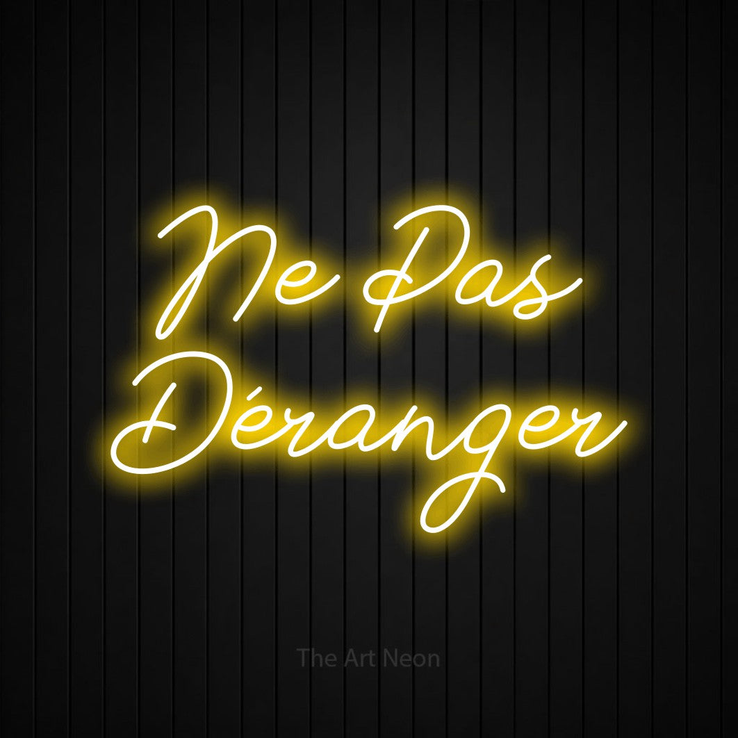 LED neon sign reading “Ne Pas Déranger”, arranged in 2 lines.