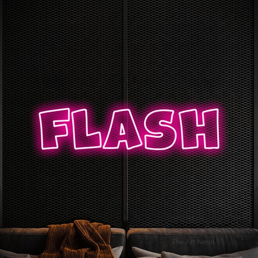 LED neon sign reading “Flash”, arranged in a single line.