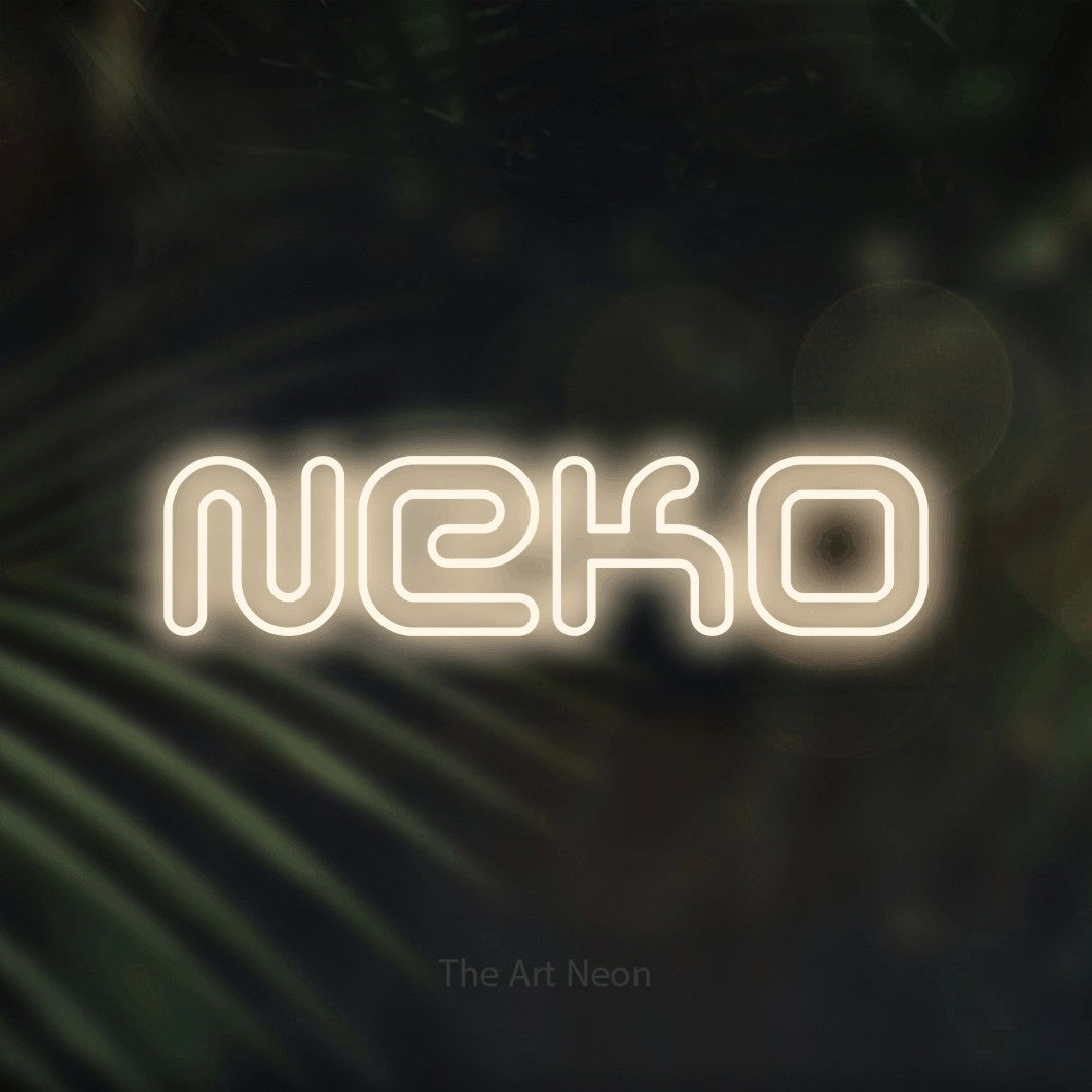 LED neon sign reading “Neko”, arranged in a single line.