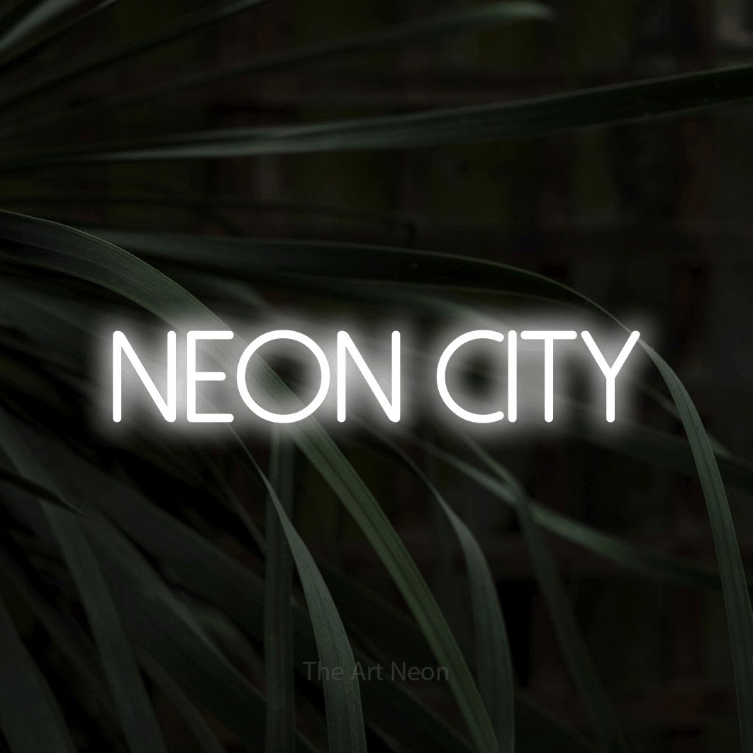 LED neon sign reading “Neon City”, arranged in a single line.