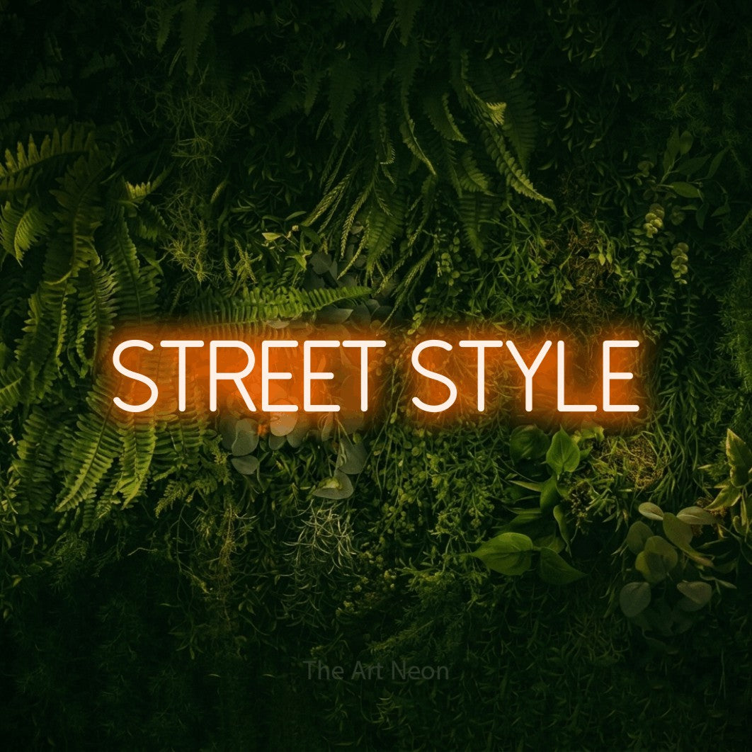LED neon sign reading “STREET STYLE”, arranged in a single line.