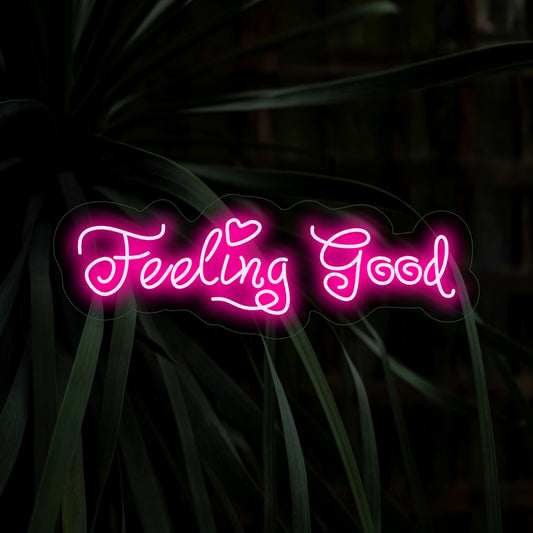 "Feeling Good Neon Sign" lights up with positivity, perfect for wellness spaces and areas that encourage a positive mindset and well-being, adding vibrancy to the ambiance.