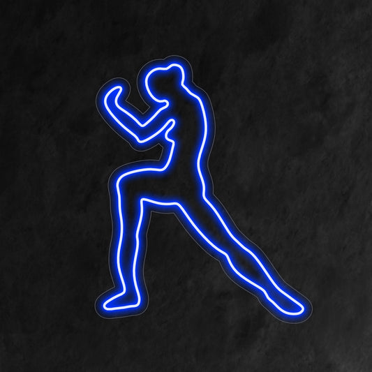 "Female Martial Arts Neon Sign" lights up with dynamic strength, ideal for martial arts studios and spaces celebrating the prowess and resilience of women in martial arts, adding an empowering touch to the ambiance.