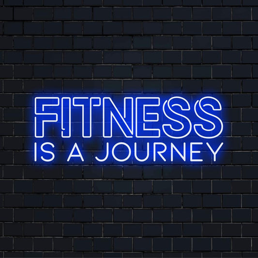 Semn cu neon LED personalizat care scrie Fitness Is A Journey, perfect pentru a adăuga un decor motivațional cu lumină neon spațiului tău.