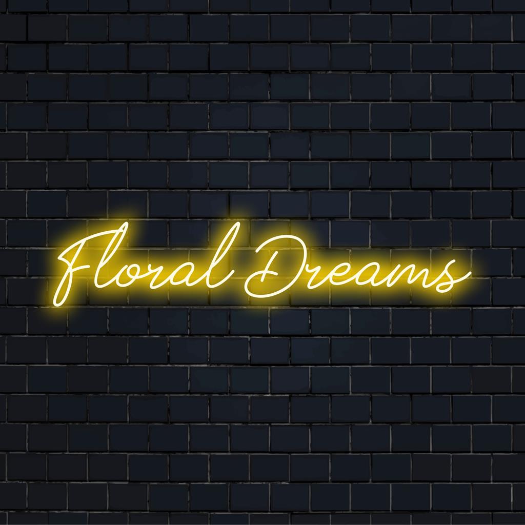 Insegna al neon a LED personalizzata con eleganti motivi floreali; un elemento vivace per l'arte e l'arredamento da parete al neon di tendenza.