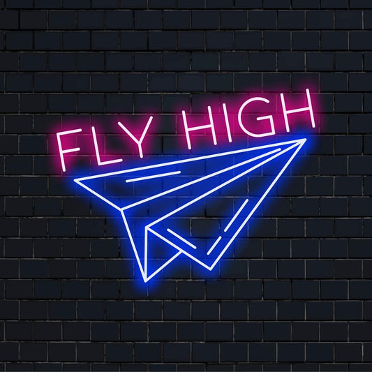 Προσαρμοσμένη πινακίδα νέον LED με χάρτινο αεροπλάνο. ιδανικό για μοναδική τέχνη τοίχων και ζωντανή διακόσμηση από νέον.