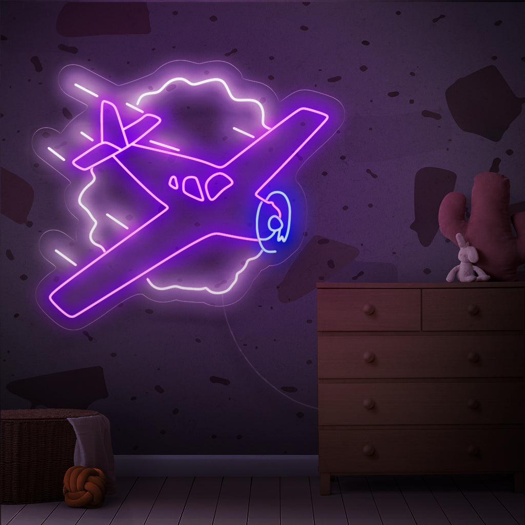 Neon Fly Ride Sign Flying Aircraft Neon Sign | Dynamic and Eye-Catching LED Wall Art | The ...