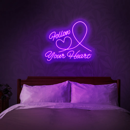 "Follow Your Heart Neon Sign" - Shining with inspirational brilliance, perfect for spaces encouraging dreams and those embracing the journey of following their heart.