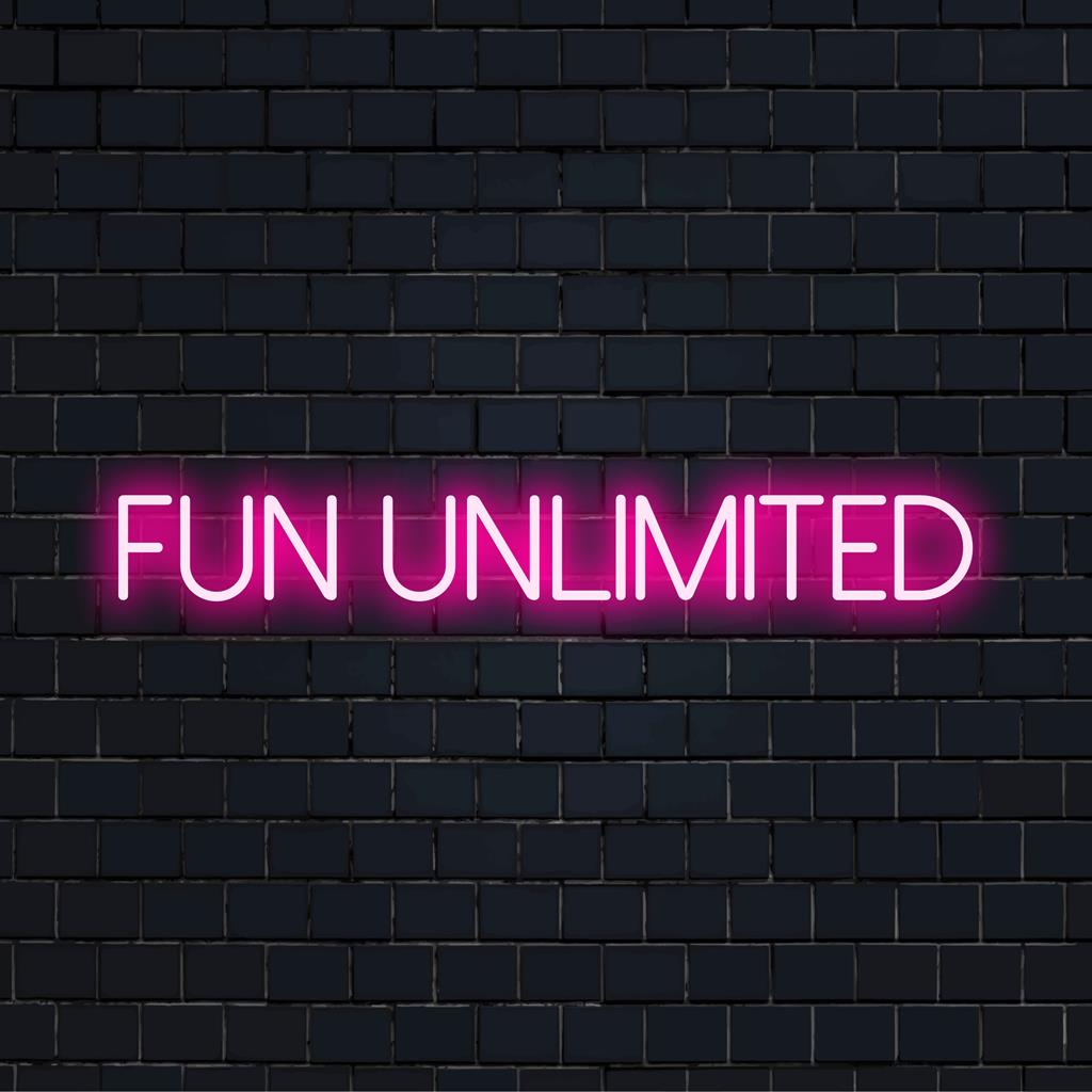 Custom LED neon sign featuring Fun Unlimited, perfect for adding a vibrant touch to any space or decor style.