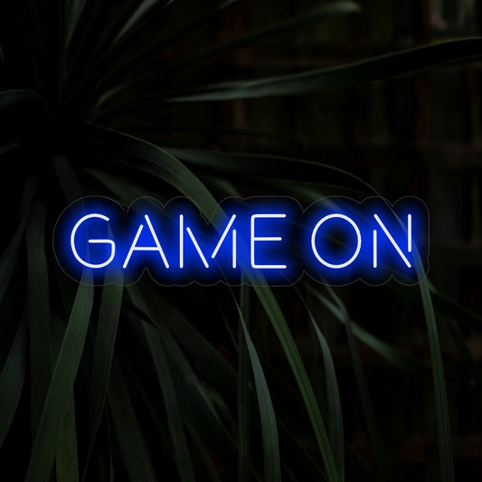 "Game On Neon Sign" - Radiating gaming energy, perfect for game rooms and entertainment spaces, signaling the start of a thrilling playtime.