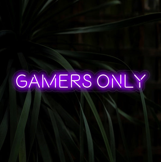 "Gamers Only Neon Sign" - Illuminating with exclusive gaming vibes, perfect for dedicated gaming spaces and entertainment rooms, inviting only the most passionate gamers.