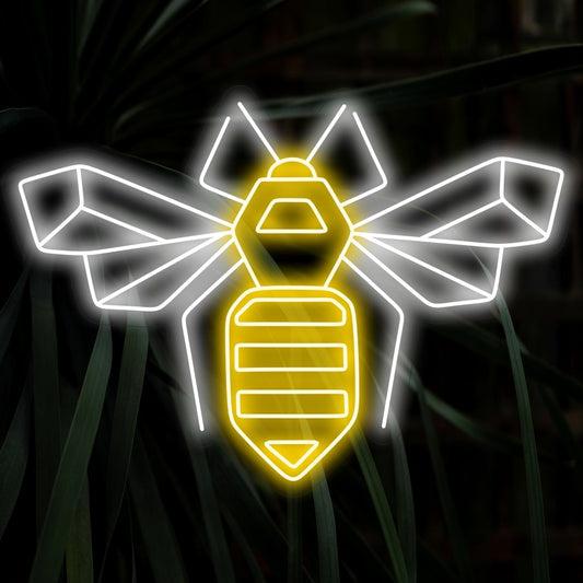 "Geometric Bee Neon Sign" - Buzzing with modern design, perfect for contemporary spaces and art studios, capturing the artistic allure of geometric patterns and nature.