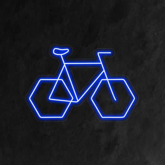 "Geometric Bike Neon Sign" - Pedaling with modern flair, perfect for bike shops and cycling enthusiasts, capturing the fusion of geometry and the love for cycling.