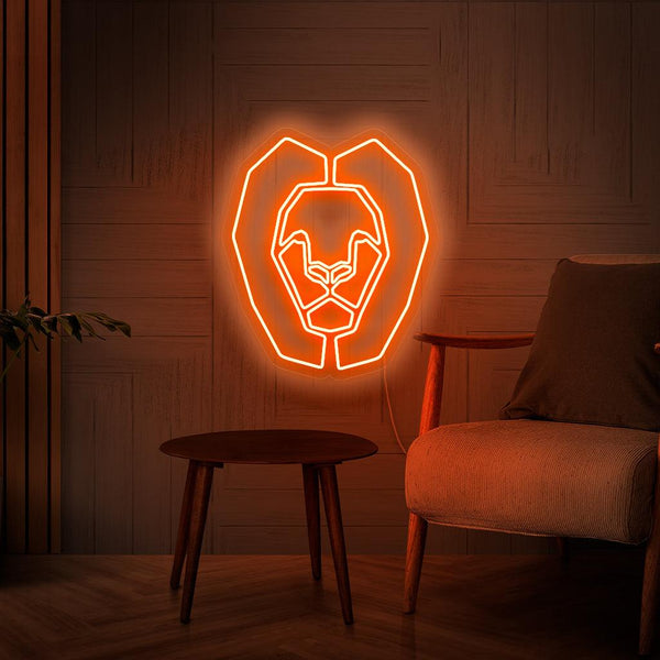 Geometric Lion Neon Sign | Bold LED Wall Art | The Art Neon