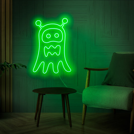 "Ghost Monster Neon Sign" - Haunting with whimsical charm, perfect for creative spaces and game rooms, infusing a touch of playful spookiness into the environment.