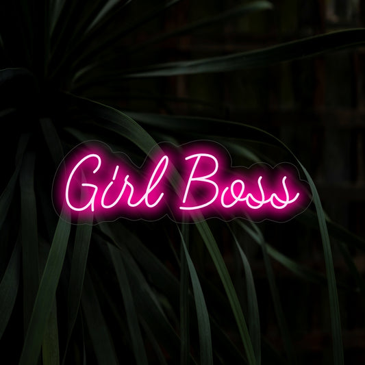 "Girl Boss Neon Sign" - Radiating empowerment and confidence, perfect for female-led workspaces and offices where women embrace their leadership roles.