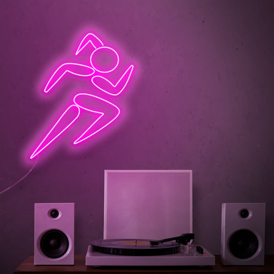 "Girl Running Neon Sign" - Capturing the dynamic energy of a runner, perfect for fitness spaces and gyms, inspiring an active and healthy lifestyle.