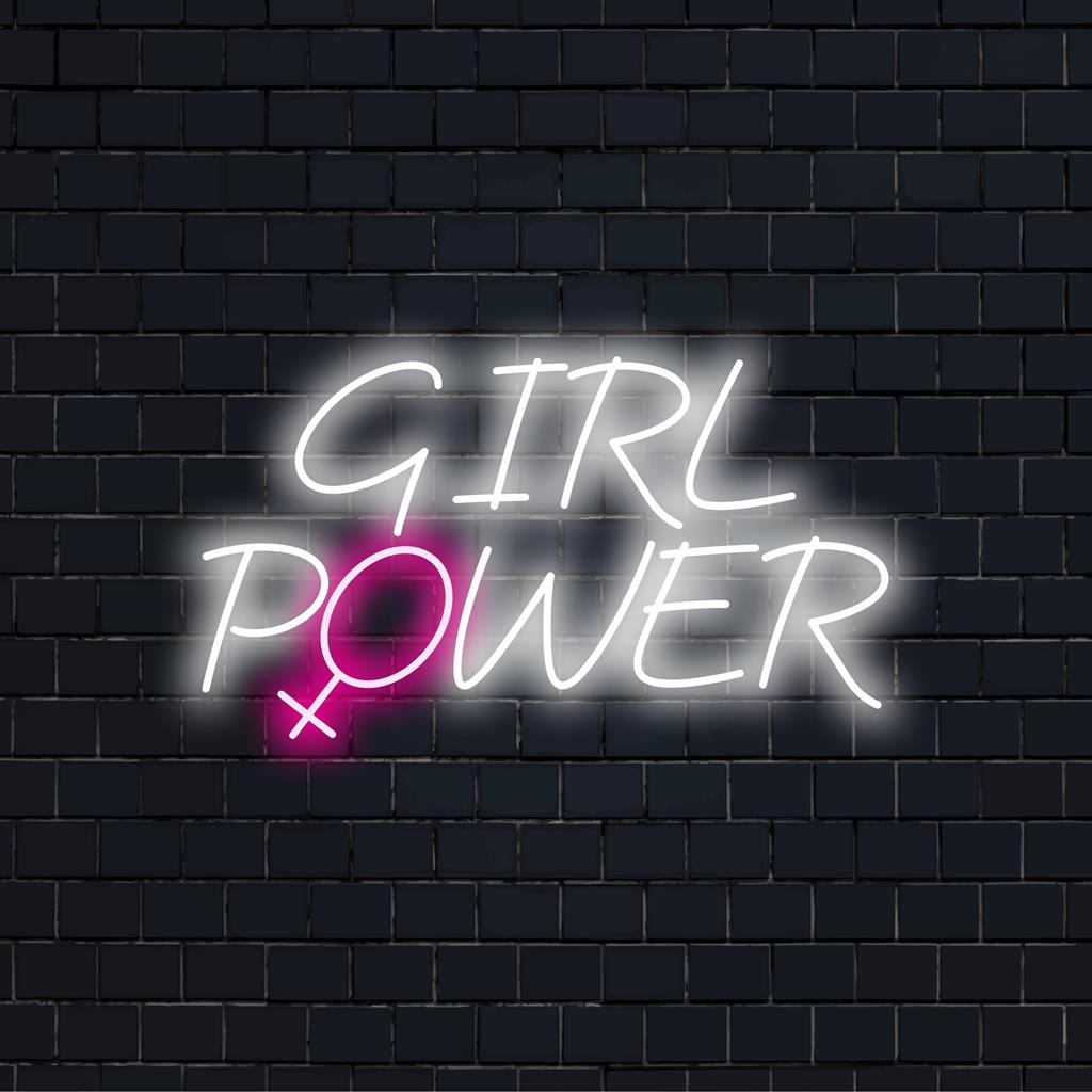 Custom vibrant Girl Power LED neon sign, perfect for personalizing spaces with empowering and stylish neon wall art.