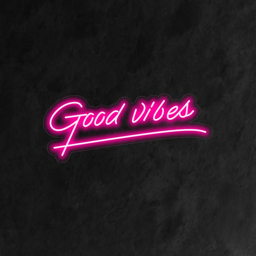 „Neonový nápis Good Vibes“ je pozitivním a povznášejícím doplňkem vašeho interiéru. Neonové světlo, které vyzařuje dobré vibrace a pozitivitu.