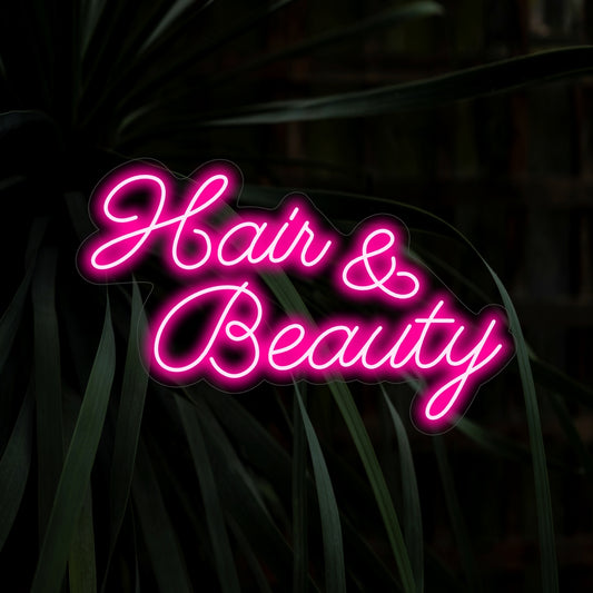"Hair and Beauty Neon Sign" - Illuminating with style and glamour, perfect for hair salons and beauty studios, dedicated to enhancing beauty and confidence.
