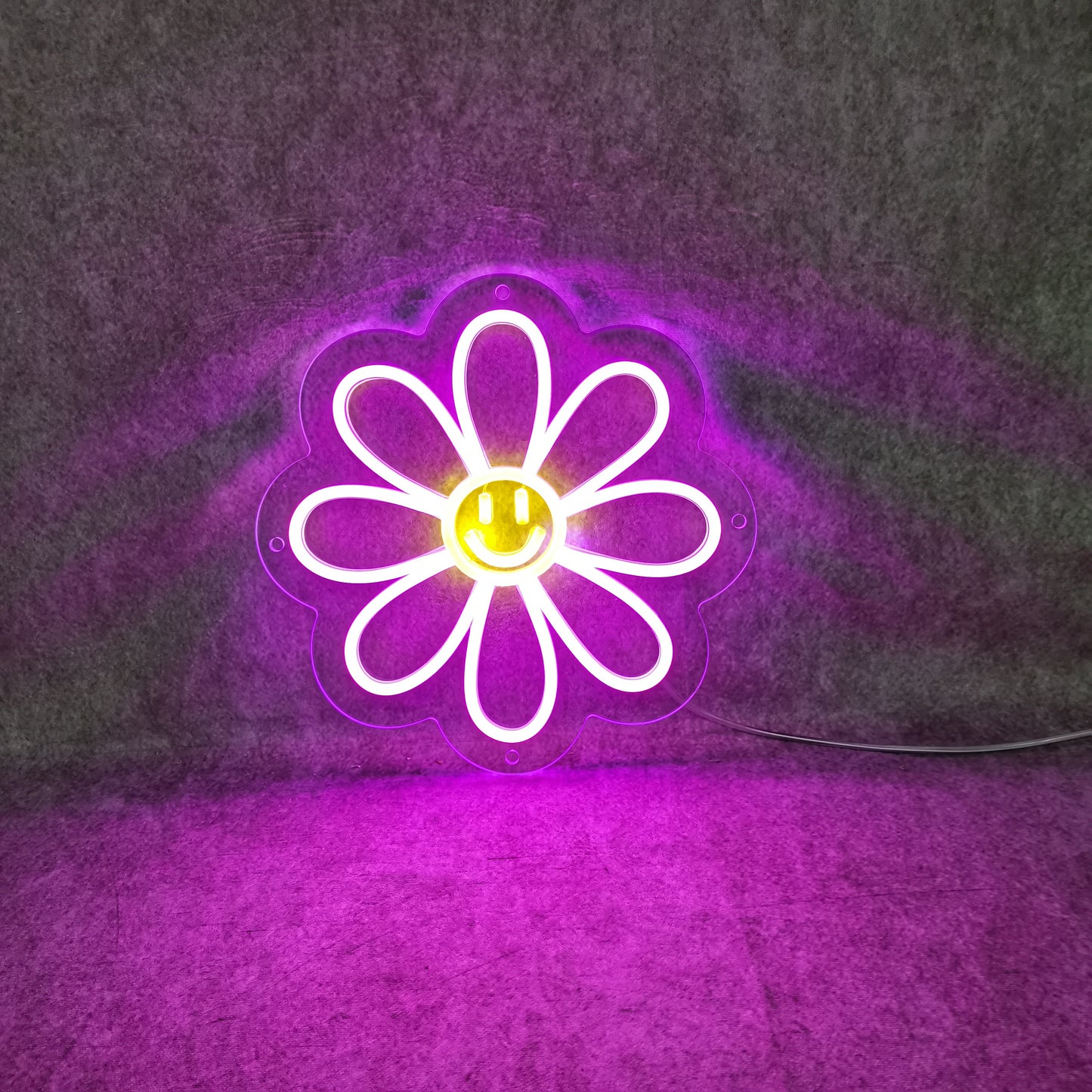 Happy Smile Flower Enseigne au néon